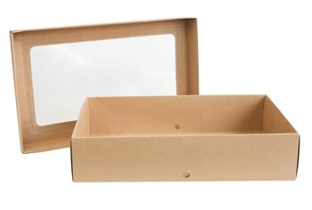 27 x 16 x 6 cm Boîte Marron & Ruban Sapin Blanc - Paquet de 12 3