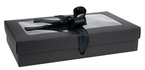 27 x 16 x 6 cm Black Box & Black Ribbon - Pack of 12