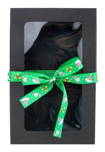 27 x 16 x 6 cm Boîte Noire & Chapeau Ruban Vert - Paquet de 12 2
