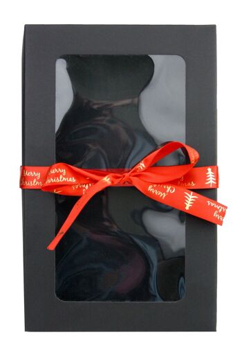 27 x 16 x 6 cm Boîte Noire & Ruban Rouge de Noël - Paquet de 12 2