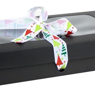 27 x 16 x 6 cm Black Box & White Tree Ribbon - Pack of 12