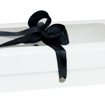 27 x 16 x 6 cm White Box & Black Ribbon - Pack of 12
