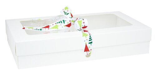 27 x 16 x 6 cm White Box & White Tree Ribbon - Pack of 12