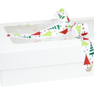 27 x 16 x 6 cm White Box & White Tree Ribbon - Pack of 12
