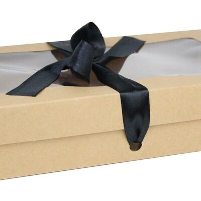25 x 15 x 5 cm Brown Box & Black Ribbon - Pack of 12