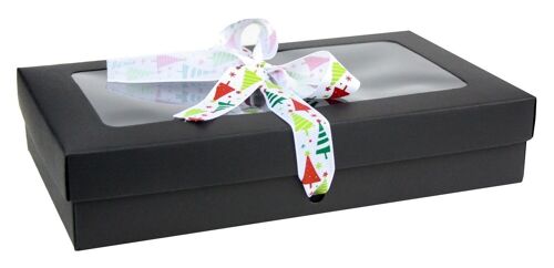 25 x 15 x 5 cm Black Box & White Tree Ribbon - Pack of 12