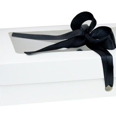 25 x 15 x 5 cm White Box & Black Ribbon - Pack of 12