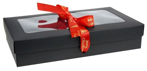 21.5 x 13.5 x 4.5 cm Black Box & Xmas Red Ribbon Pack of 12