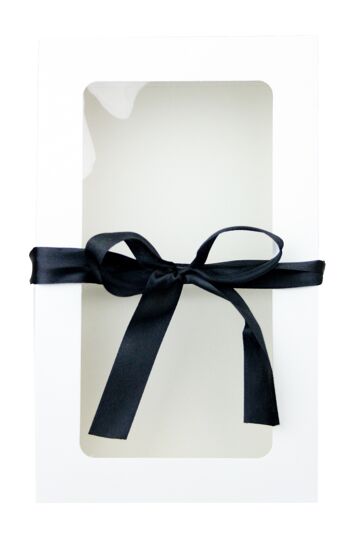 21,5 x 13,5 x 4,5 cm Boîte Blanche & Ruban Noir - Paquet de 12 2