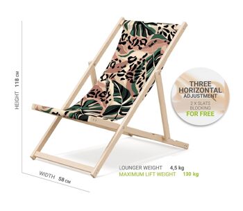 Outentin chaise longue de plage pliante en bois - transat en bois haut de gamme grand - pour jardin, balcon et plage - design moderne - chaise longue pliante transat - jusqu'à 130 kg motif taches 2