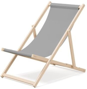 Chaise longue de plage pliante en bois Outentin - chaise longue en bois haut de gamme grande - pour jardin, balcon et plage - design moderne - chaise longue de plage pliante en bois - jusqu'à 130 kg motif gris 1