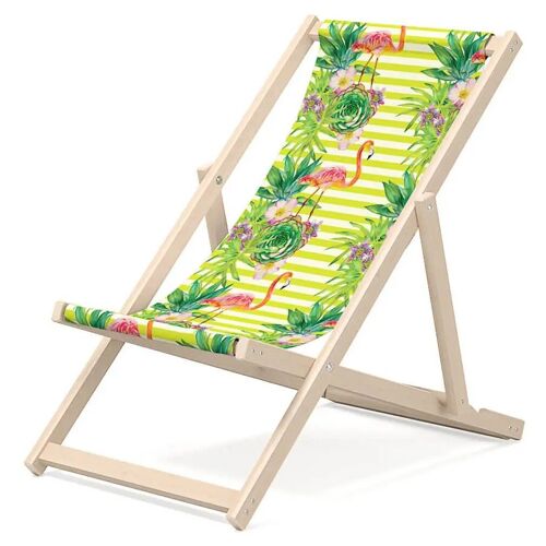 Children's deckchair for garden - Premium deckchair for children in wood for balcony and beach - Sunlounger for children - modern design - Sunbed for children outdoors - motif Flaming
