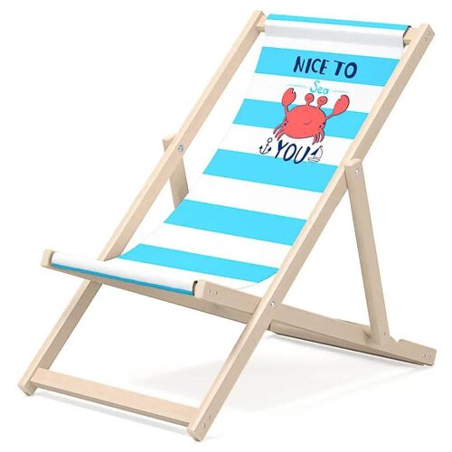 Children's deckchair for garden - Premium deckchair for children in wood for balcony and beach - Sunlounger for children - modern design - Sunbed for children outdoors - motif Crab