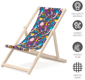 Transat enfant pour jardin - Transat enfant premium en bois pour balcon et plage - Transat pour enfant - design moderne - Transat pour enfant extérieur - motif Sirene 4