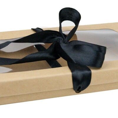 21 x 12.5 x 2.5 cm Brown Box & Black Ribbon - Pack of 12