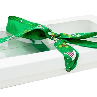 21 x 12.5 x 2.5 cm White Box & Hat Green Ribbon - Pack of 12