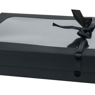 29.5 x 22 x 4.5 cm Black Box & Black Ribbon - Pack of 12