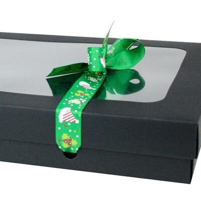 29.5 x 22 x 4.5 cm Black Box & Hat Green Ribbon - Pack of 12