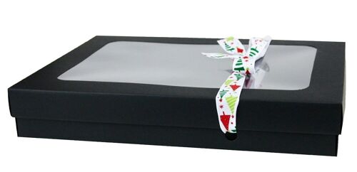 29.5 x 22 x 4.5 cm Black Box & White Tree Ribbon Pack of 12