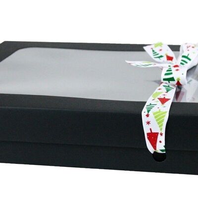 29.5 x 22 x 4.5 cm Black Box & White Tree Ribbon Pack of 12