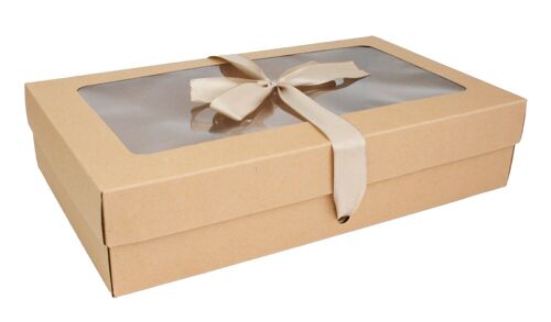 35 x 25 x 6 cm Brown Box & Brown Ribbon - Pack of 12