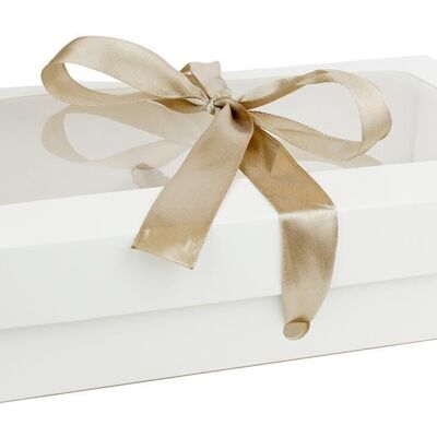 35 x 25 x 6 cm White Box & Brown Ribbon - Pack of 12