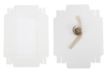 35 x 25 x 6 cm Boîte Blanche & Ruban Marron - Paquet de 12 2