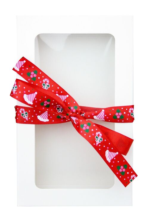 21 x 12.5 x 2.5 cm White Box & Hat Red Ribbon - Pack of 12