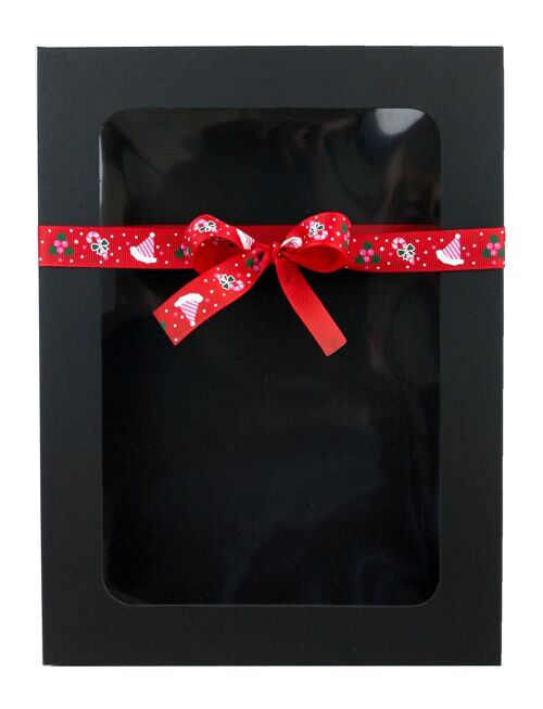 29.5 x 22 x 4.5 cm Black Box & Hat Red Ribbon - Pack of 12