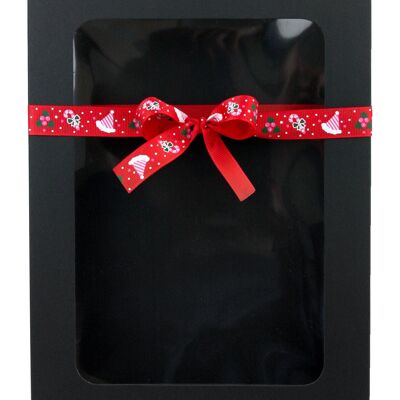 29.5 x 22 x 4.5 cm Black Box & Hat Red Ribbon - Pack of 12
