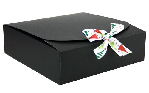 16.5 x 16.5 x 5 cm Black Box & White Tree Ribbon Pack of 12