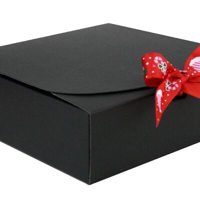 24 x 24 x 5 cm Black Box & Hat Red Ribbon - Pack of 12