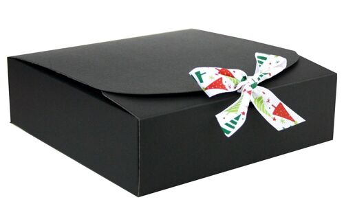 24 x 24 x 5 cm Black Box & White Tree Ribbon - Pack of 12