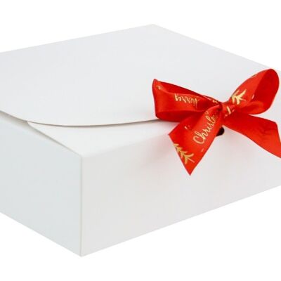 24 x 24 x 5 cm White Box & Xmas Red Ribbon - Pack of 12