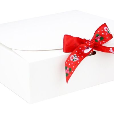 24 x 24 x 5 cm White Box & Hat Red Ribbon - Pack of 12