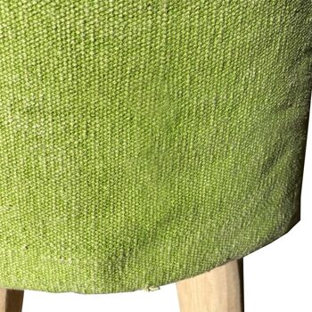 Tabouret Stone Washed Pouf Tabouret Ø 35 cm Hauteur 45 cm avec pieds en bois de teck naturel, vert printemps 4