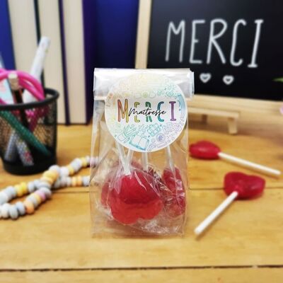 Little cherry heart lollipops x5 - Thank you Mistress - Rainbow collection