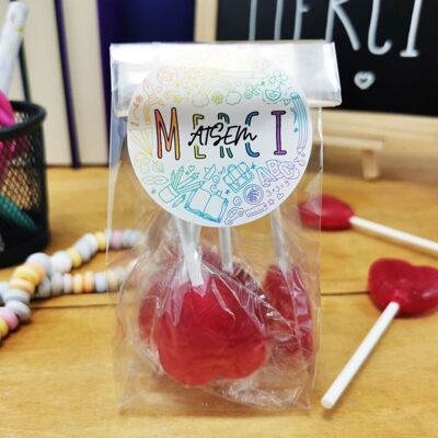 Cherry heart lollipops x5 - Thank you ATSEM - Rainbow collection