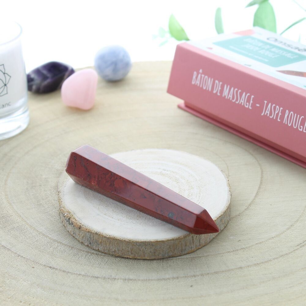 Bastoncino da massaggio sfaccettato di diaspro rosso