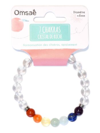 Bracelet 7 Chakras Cristal de Roche Perles rondes 8 mm 3