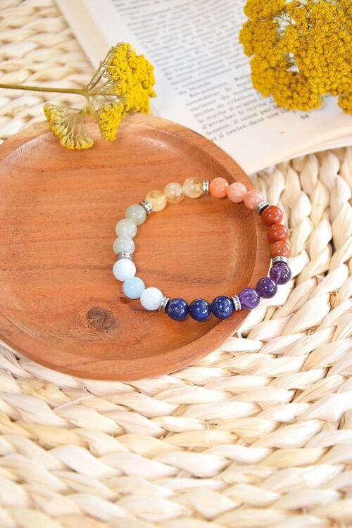 Bracelet 7 Chakras Mix  Perles rondes 8 mm