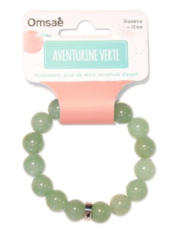 Bracelet Aventurine Verte Perles rondes 12 mm 3