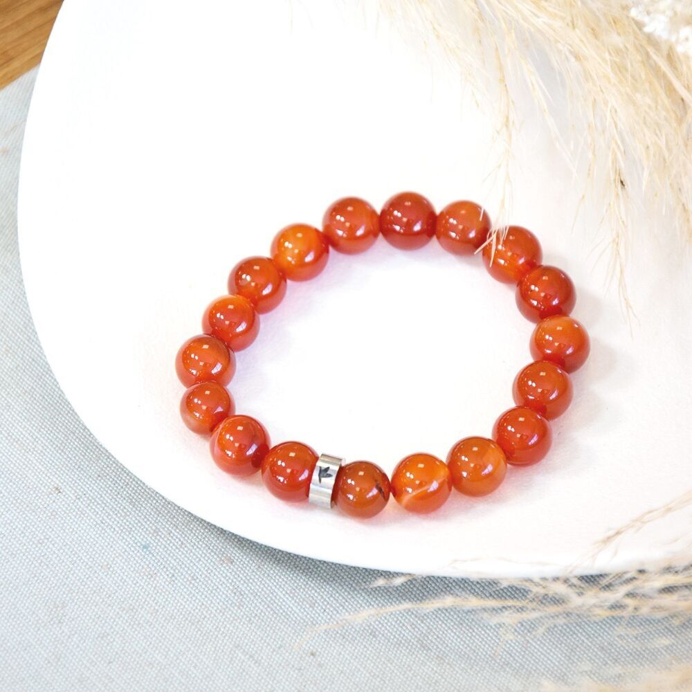 Carnelian Bracelet 10 mm Round Beads