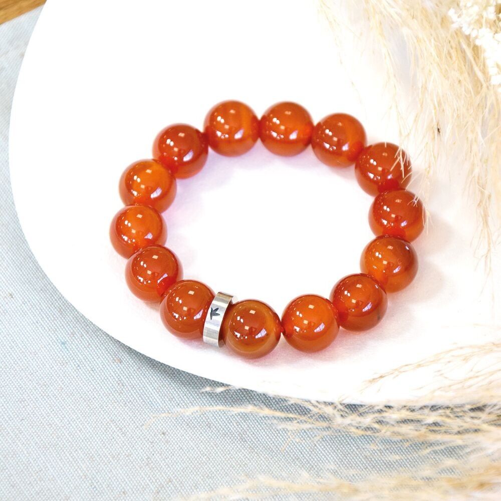 Karneol-Armband 14 mm runde Perlen