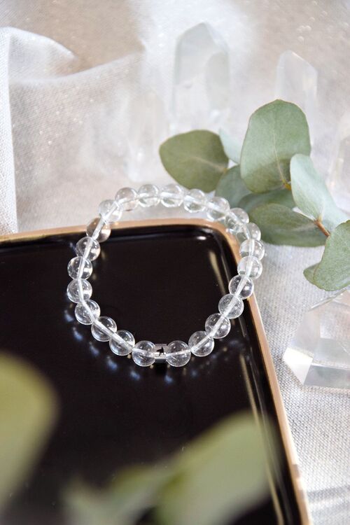 Bracelet Cristal de Roche Perles rondes 8 mm
