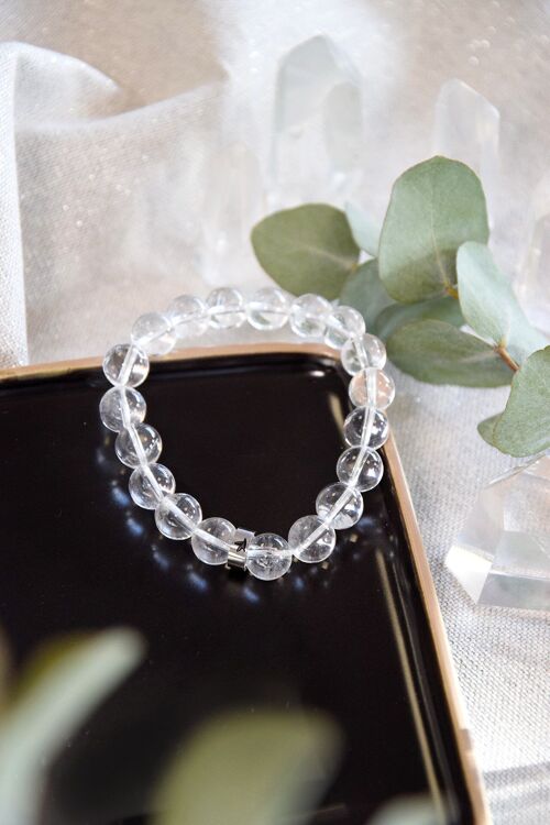 Bracelet Cristal de Roche Perles rondes 10 mm