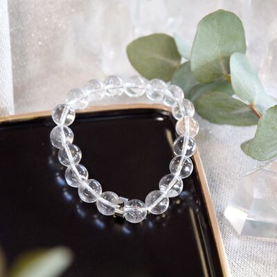 Bracelet Cristal de Roche Perles rondes 10 mm