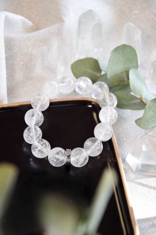 Bracelet Cristal de Roche Perles rondes 14 mm