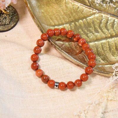 Bracelet Jaspe Rouge Perles rondes 8 mm