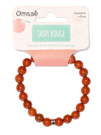 Bracelet Jaspe Rouge Perles rondes 8 mm 3